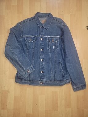 Vintage 2003 Gap 1969 Authentic Denim Distressed Trucker Jean Jacket